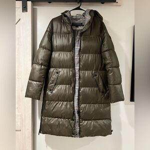 French Connection Dark Green Puffer Coat